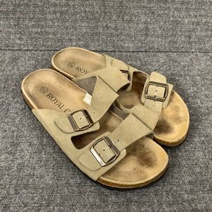 Birkenstock type Sandals Royal Class brand Size 11 Tan Suede Double Buckle